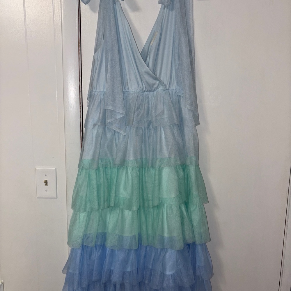 Blue and Green Tiered Dress